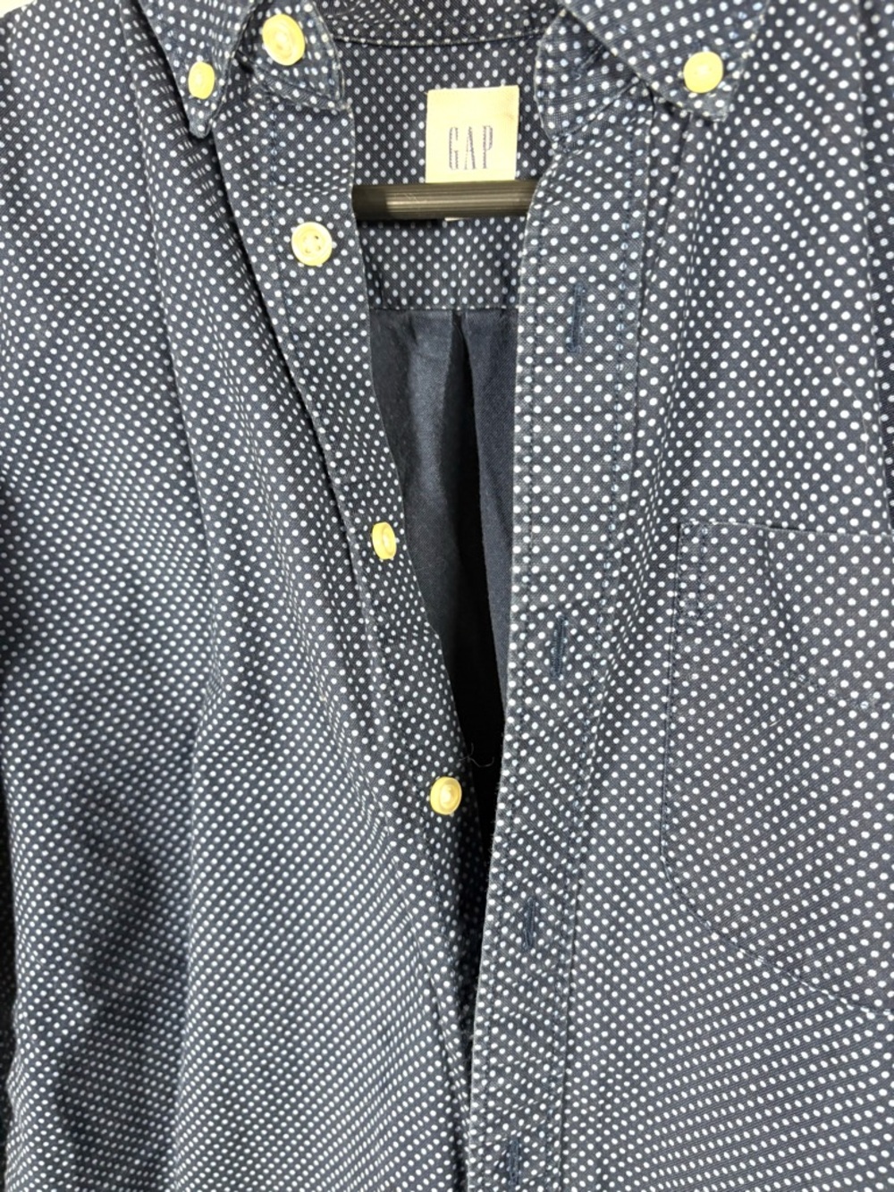 GAP Navy Polka Dot Button Down Shirt Small - Picture 2 of 7